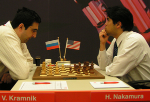 Kramnik defeated Nakamura in Round 8. Photo © Michiel Abeln.