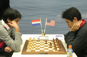 Anish Giri made leader Hikaru Nakamura work hard for his draw. 