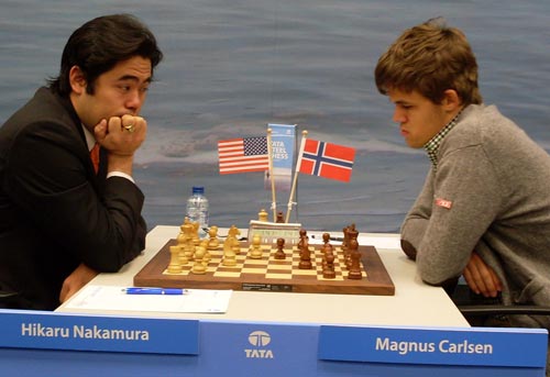 Hikaru Nakamura against Magnus Carlsen